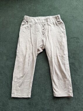 Rylee + Cru Light Olive Elastic-Waist Faux Button-Front Pants 2-3yr.